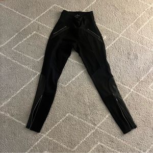 Athleta leggings, black with leather details, size XXS